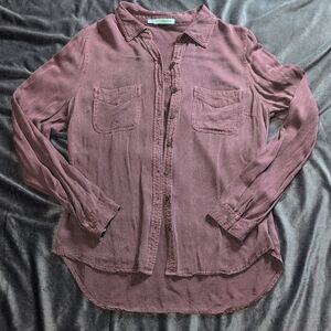 Maurices Mauve Button-Up Long Sleeve Shirt